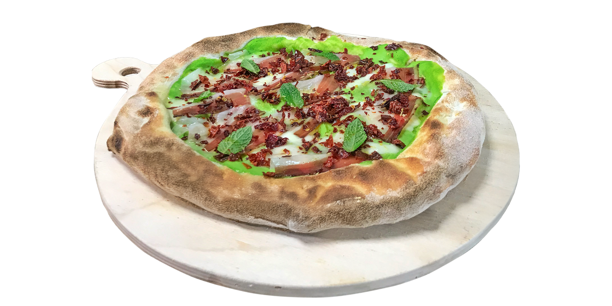 Pizza crema di piselli e fave
